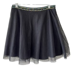 Crystal Doll Black‎ Tulle Jewelled Skater Skirt Size 5 Whimsigoth Dark Fairy